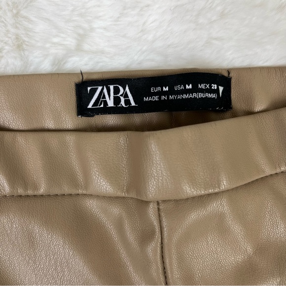 Zara Faux Leather Tan Pants - Picture 2 of 5